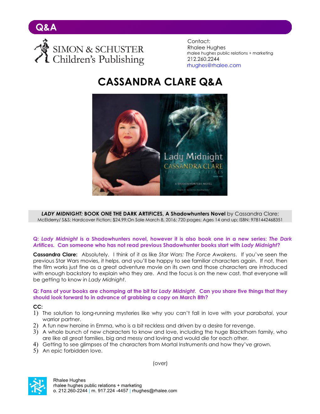 Cassandra Clare Q&A