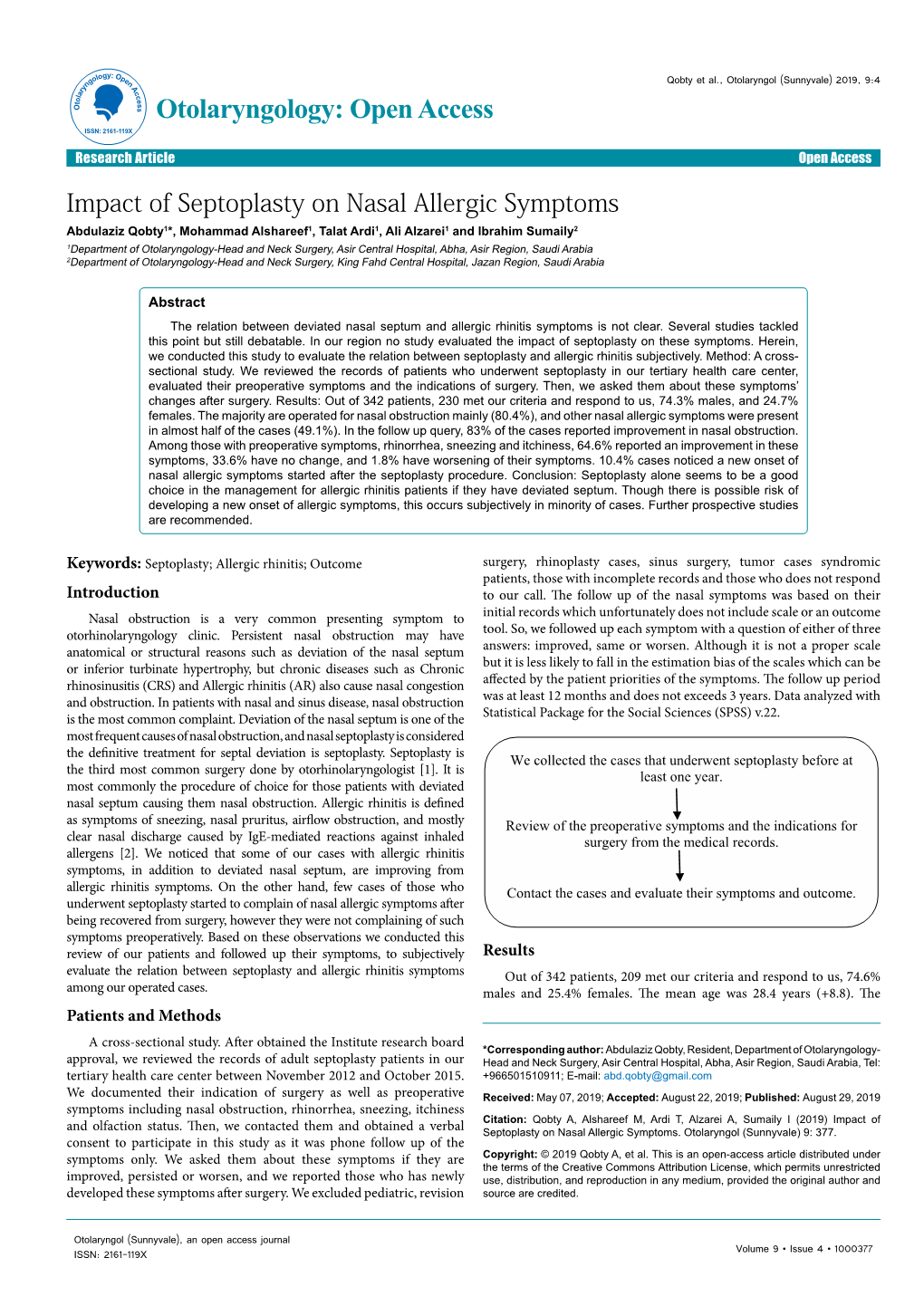 Impact of Septoplasty on Nasal Allergic Symptoms