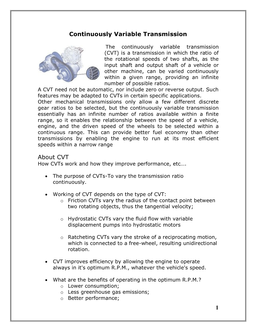 Continuously Variable Transmission