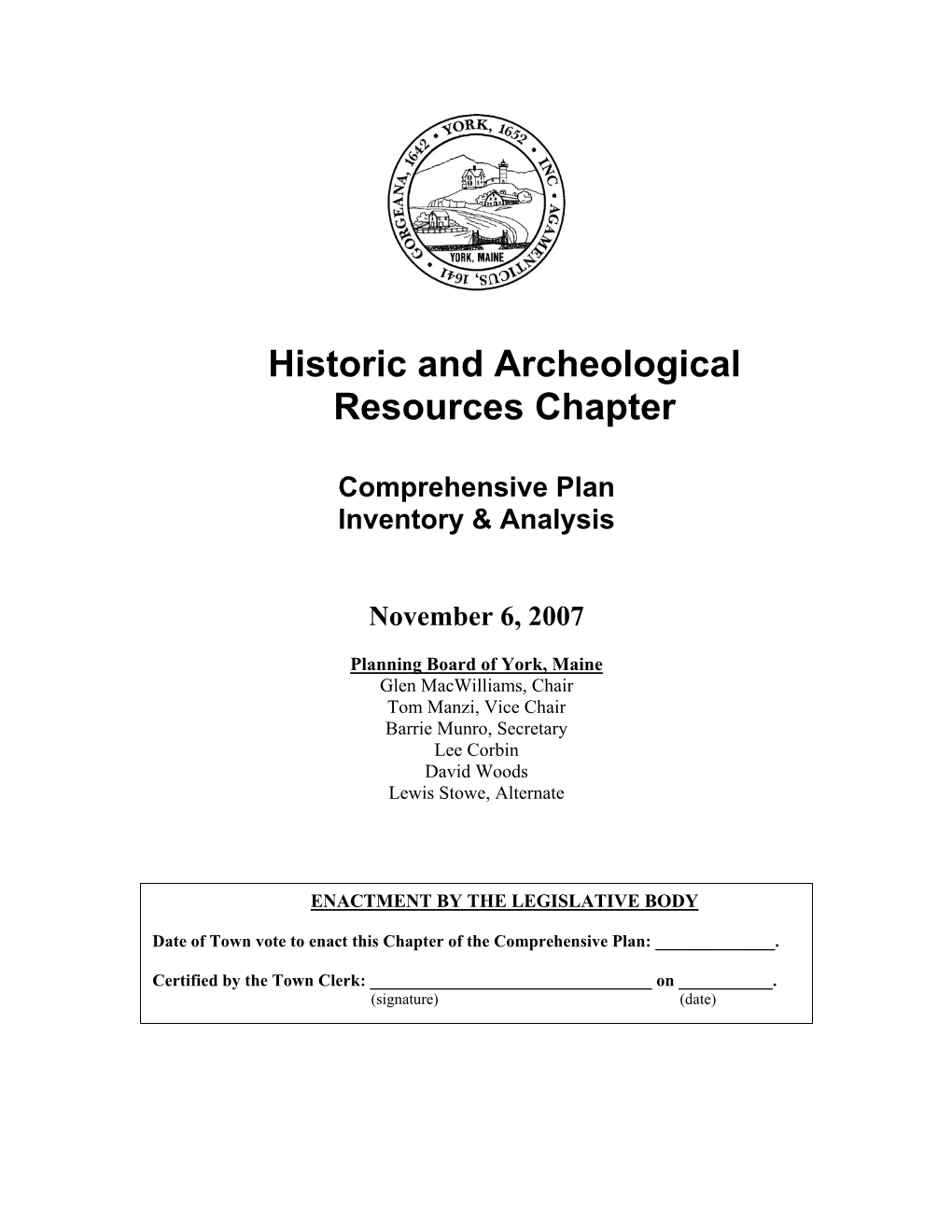 Historic and Archeological Resources Chapter