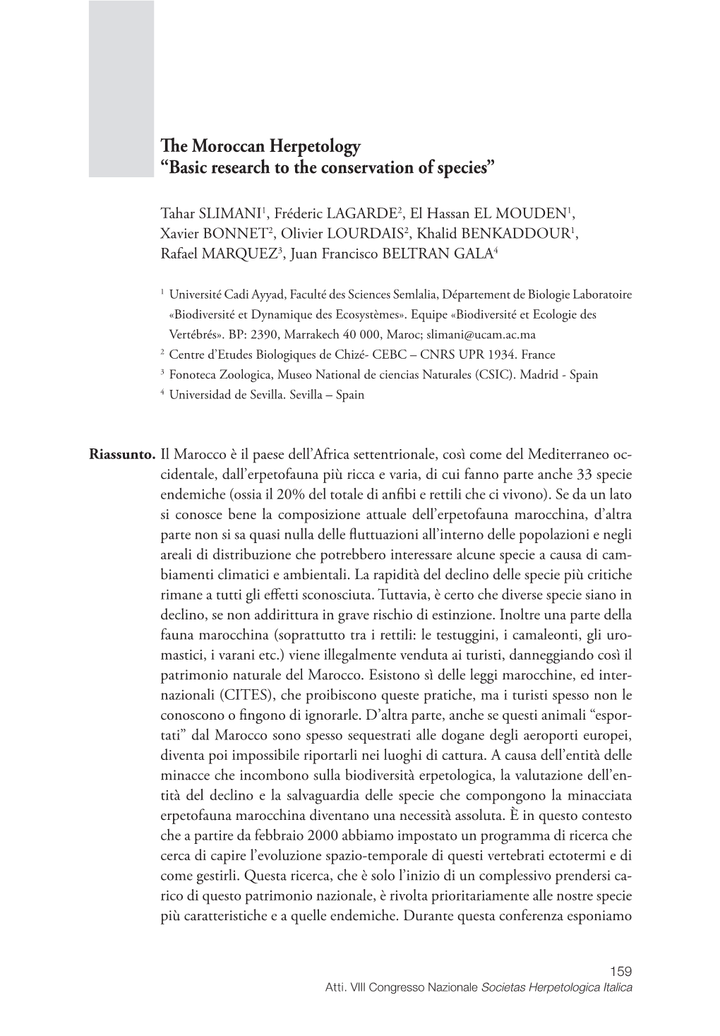 The Moroccan Herpetology “Basic Research to the Conservation of Species”