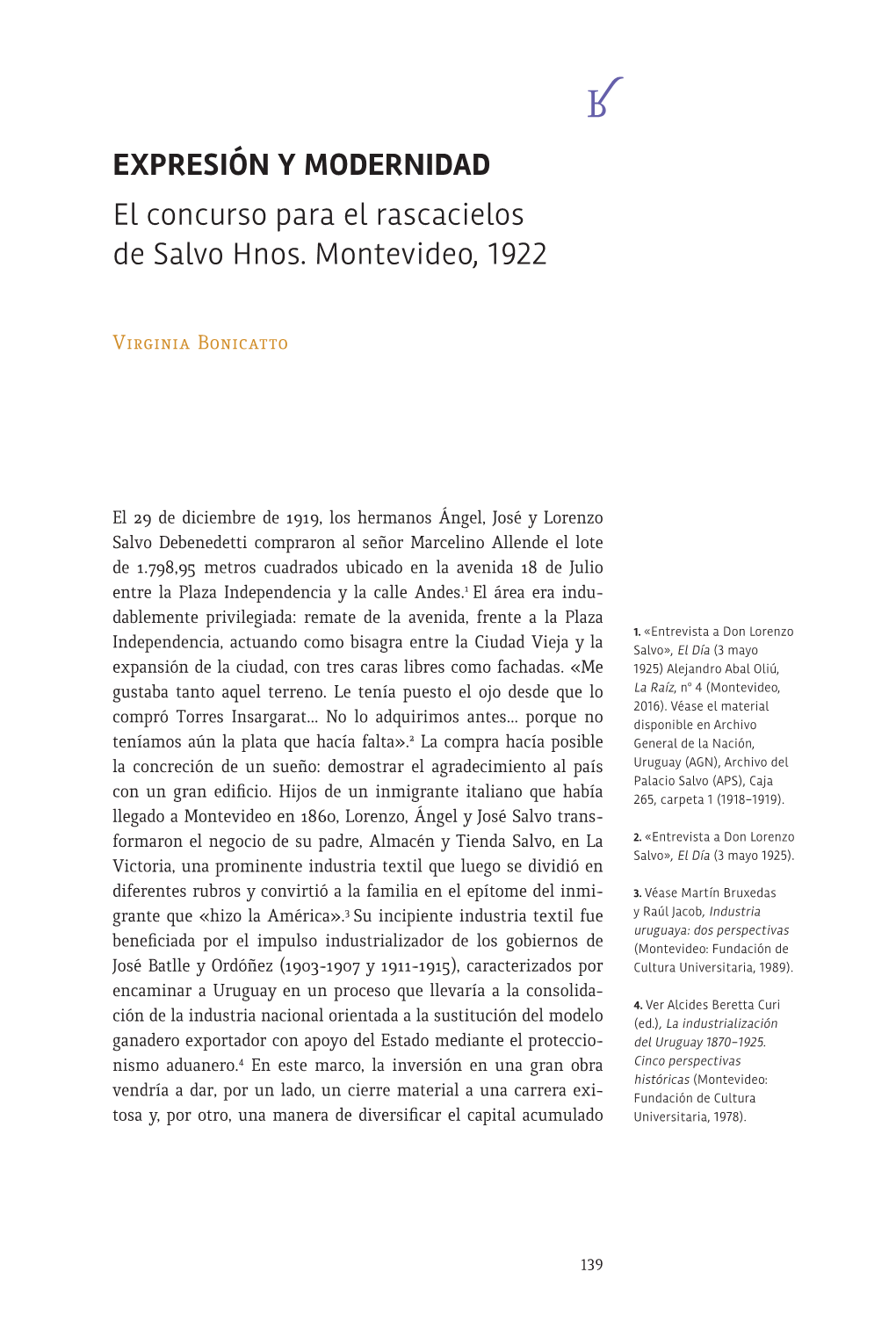EXPRESIÓN Y MODERNIDAD El Concurso Para El Rascacielos De Salvo Hnos. Montevideo, 1922