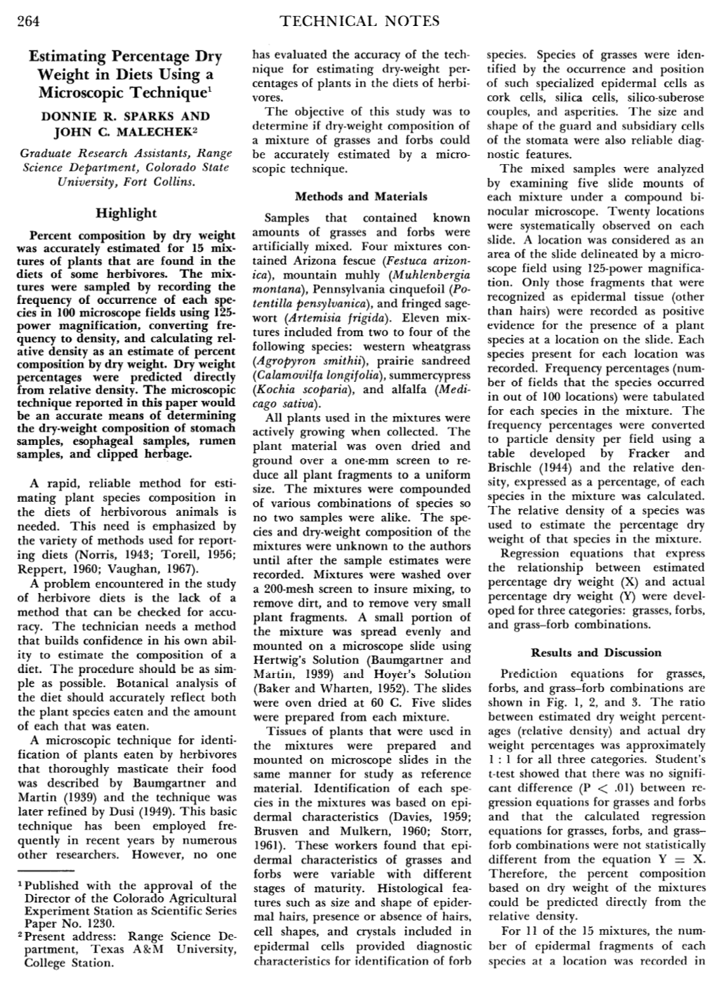 264 Estimating Percentage Dry Weight in Diets Using a Microscopic