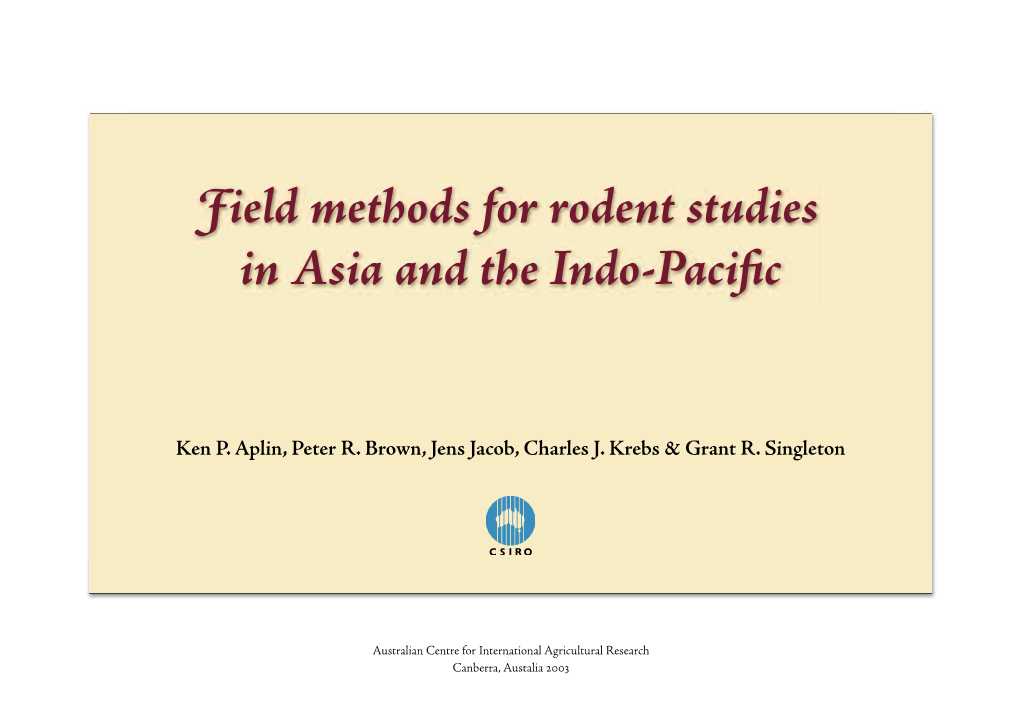 Ield Methods for Rodent Studies in Asia and the Indo-Pacific