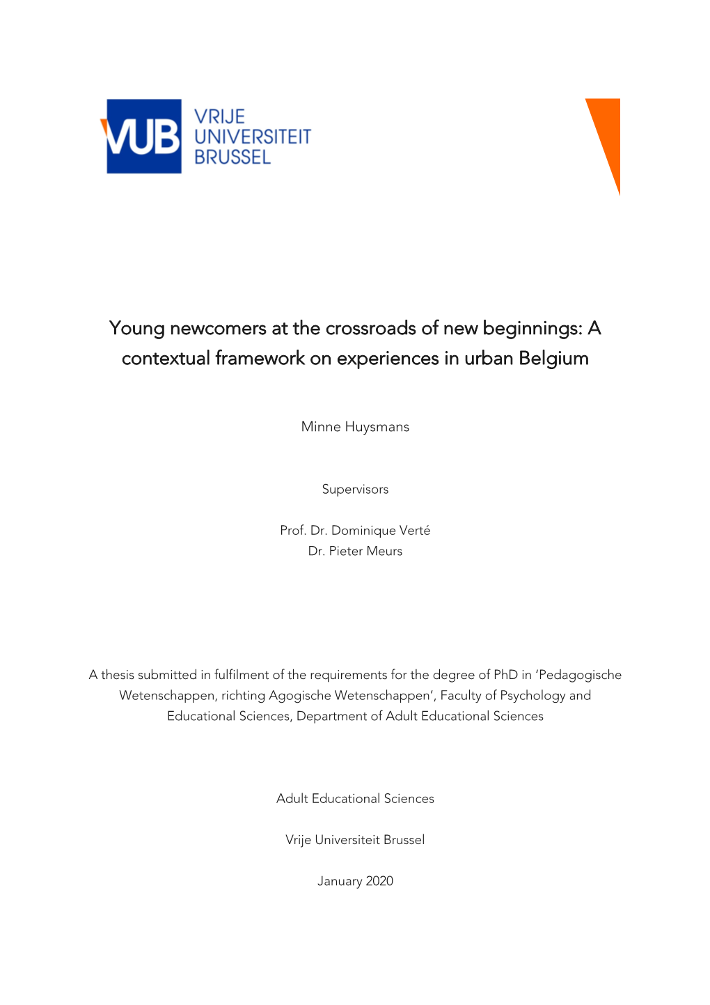 A Contextual Framework on Experiences in Urban Belgium