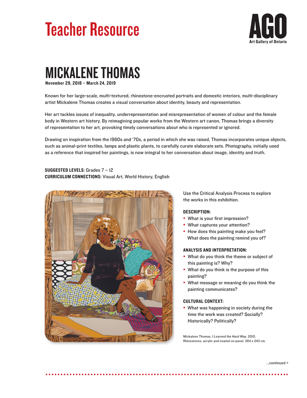 Mickalene Thomas Teacher Resources
