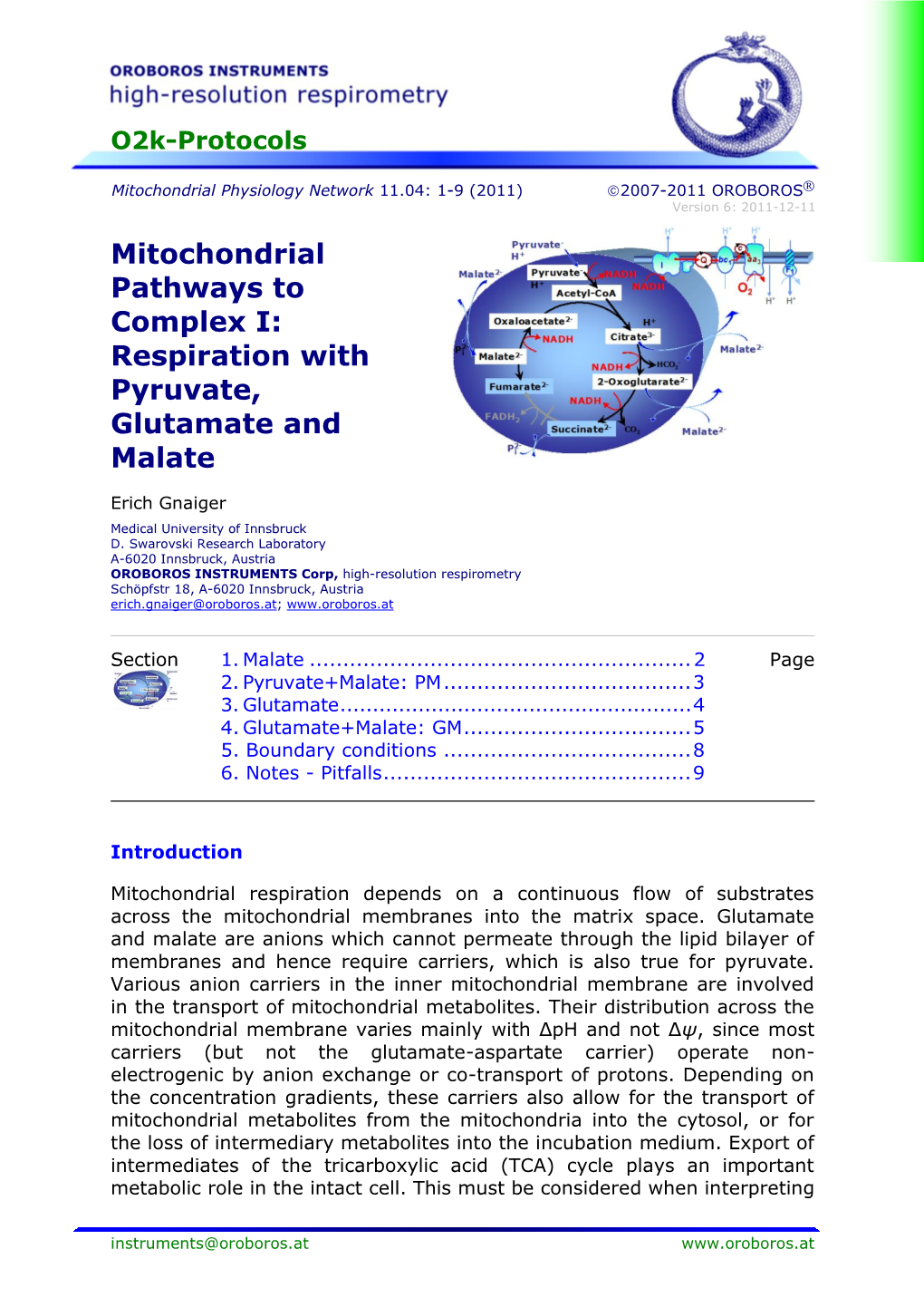 Respiration with Pyruvate, Glutamate and Malate