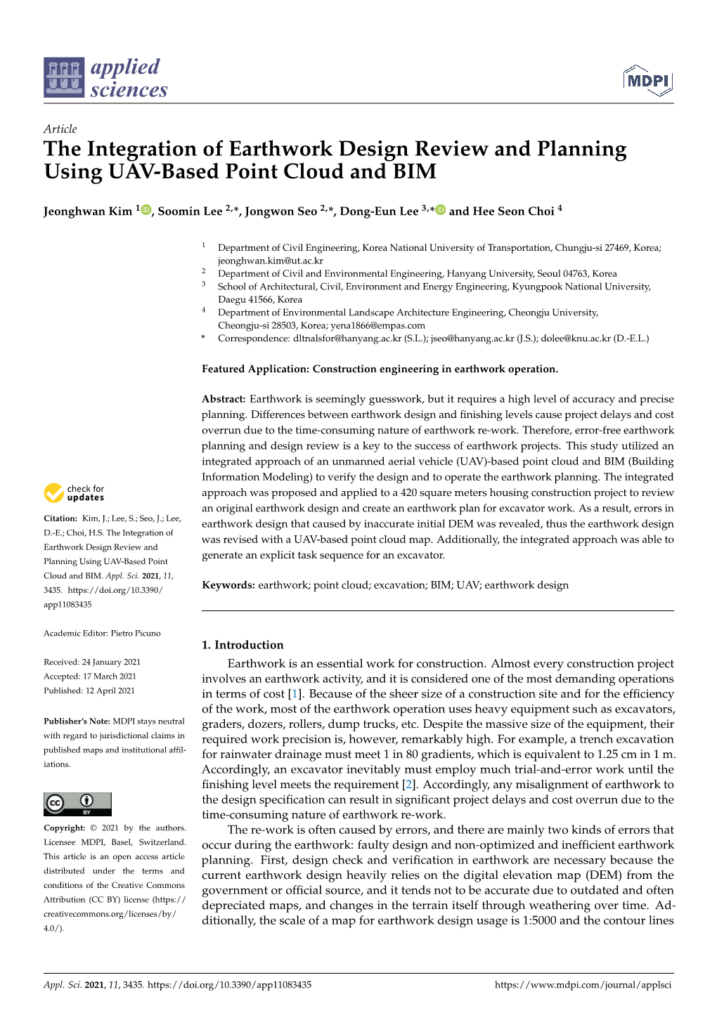 The Integration of Earthwork Design Review and Planning Using UAV-Based Point Cloud and BIM