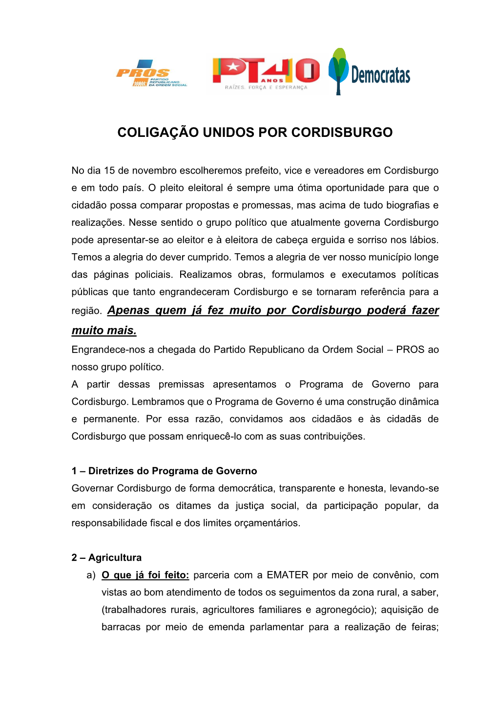 Coligação Unidos Por Cordisburgo