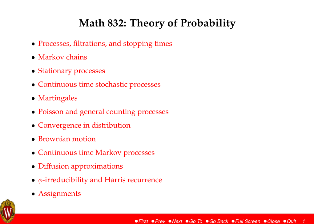 Math 832: Theory of Probability
