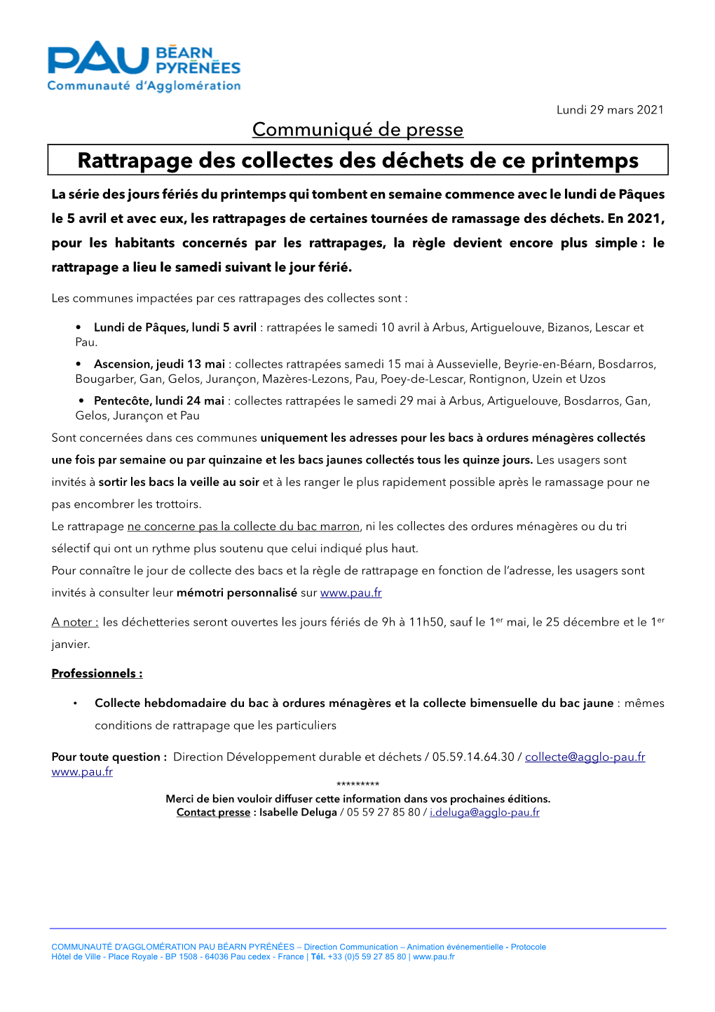 Rattrapage Des Collectes Des Déchets De Ce Printemps