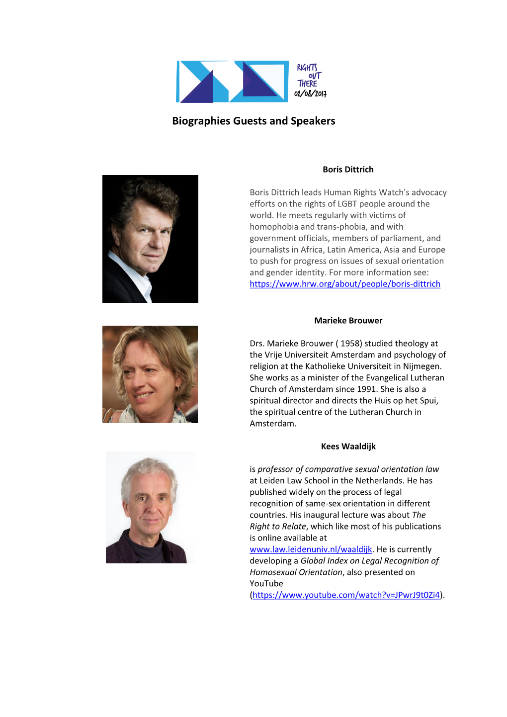 Biographies Guests and Speakers