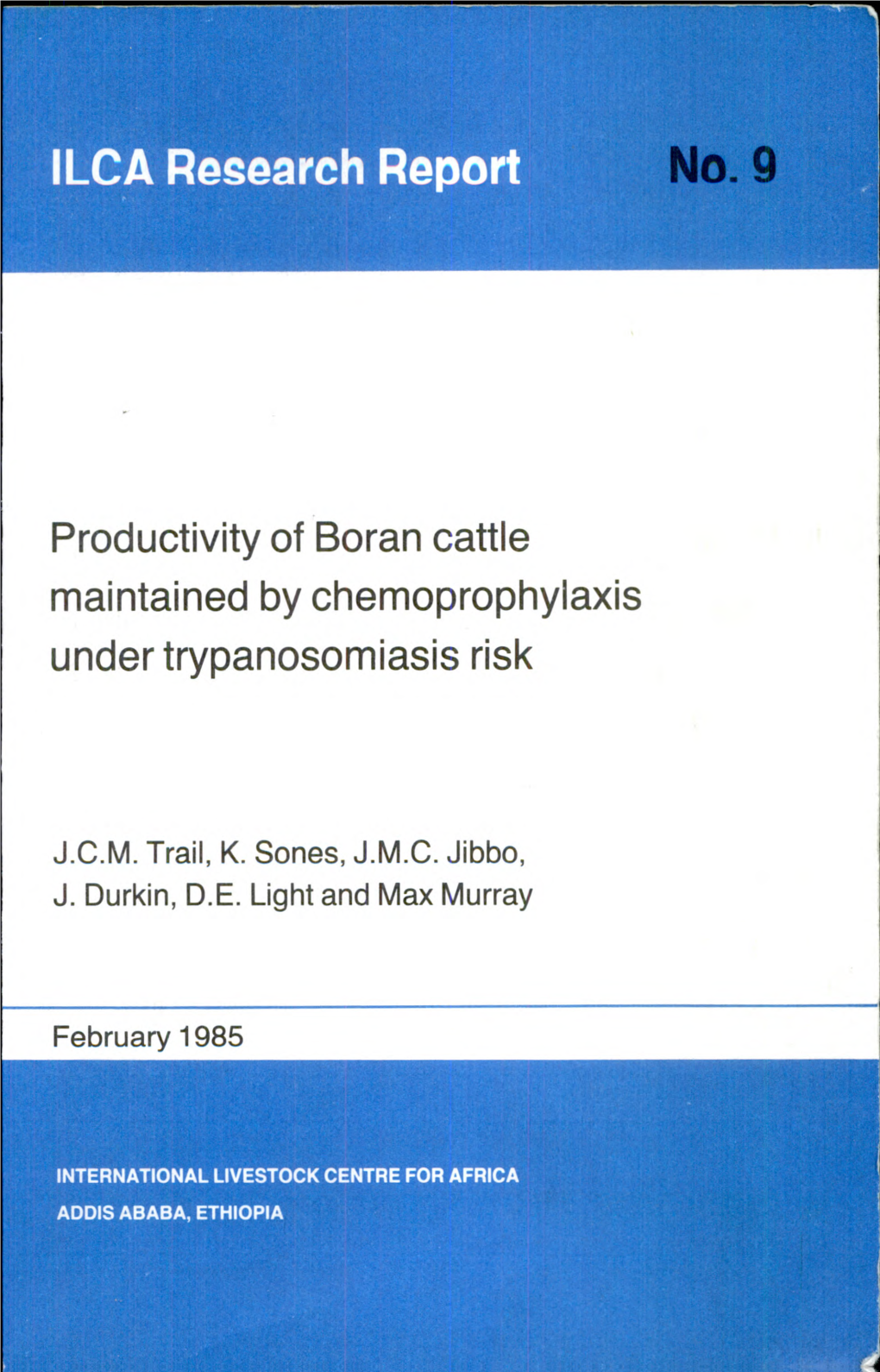 Productivity of Boran Cattle Maintained by Chemoprophylaxis Under Trypanosomiasis Risk