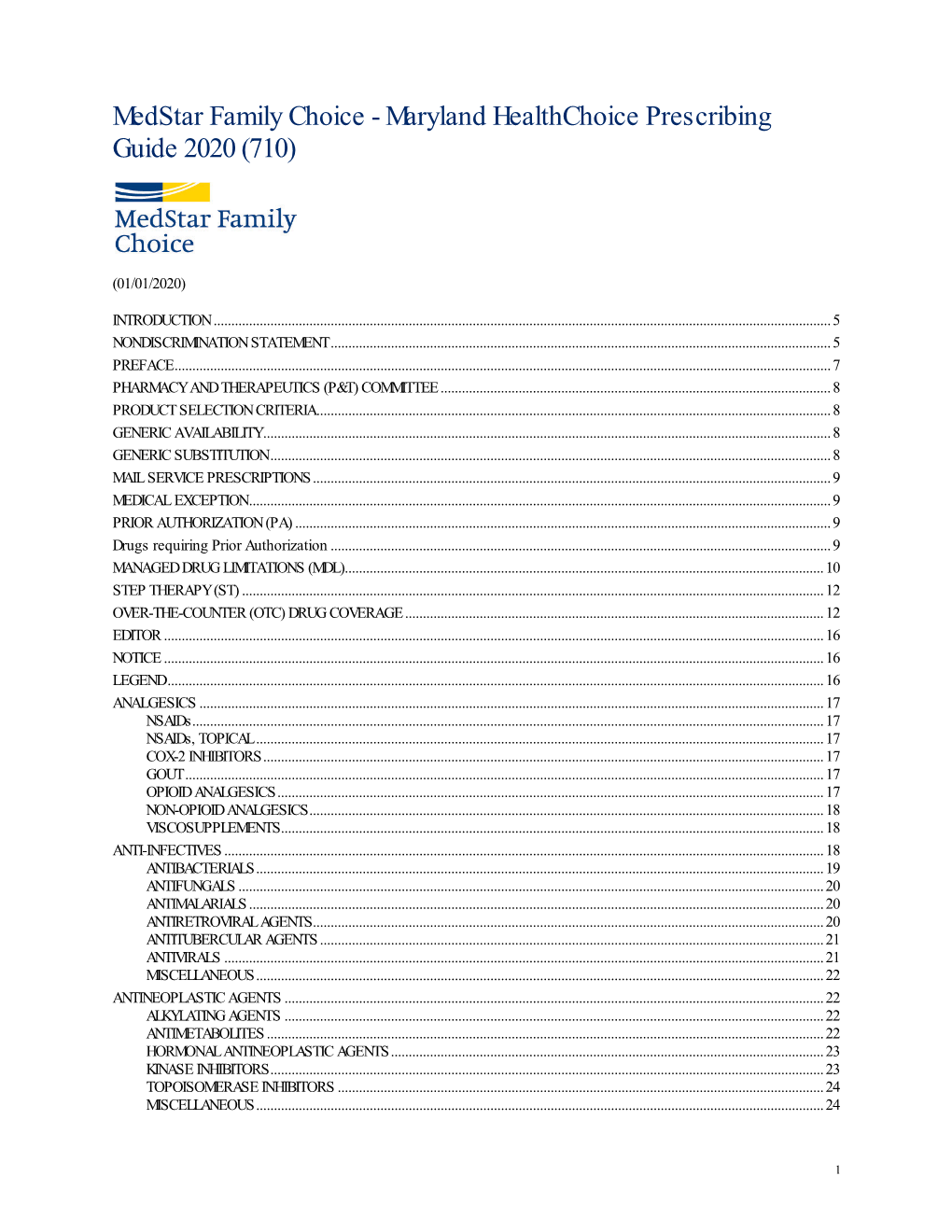 Medstar Family Choice - Maryland Healthchoice Prescribing Guide 2020 (710)