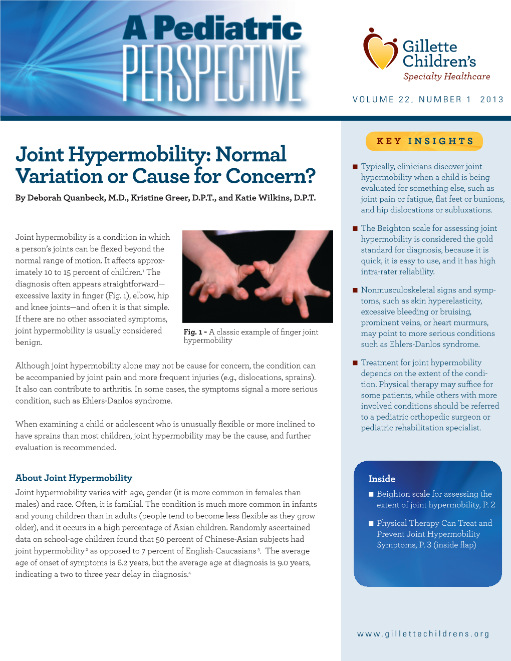 Joint Hypermobility: Normal Variation Or Cause for Concern?