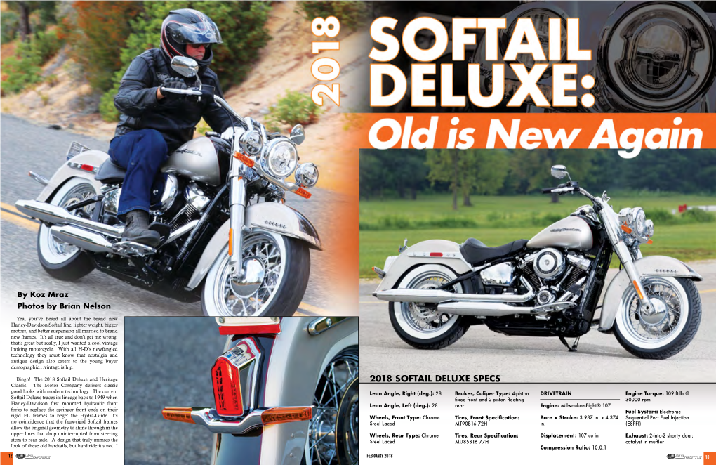 2018 SOFTAIL DELUXE SPECS Classic