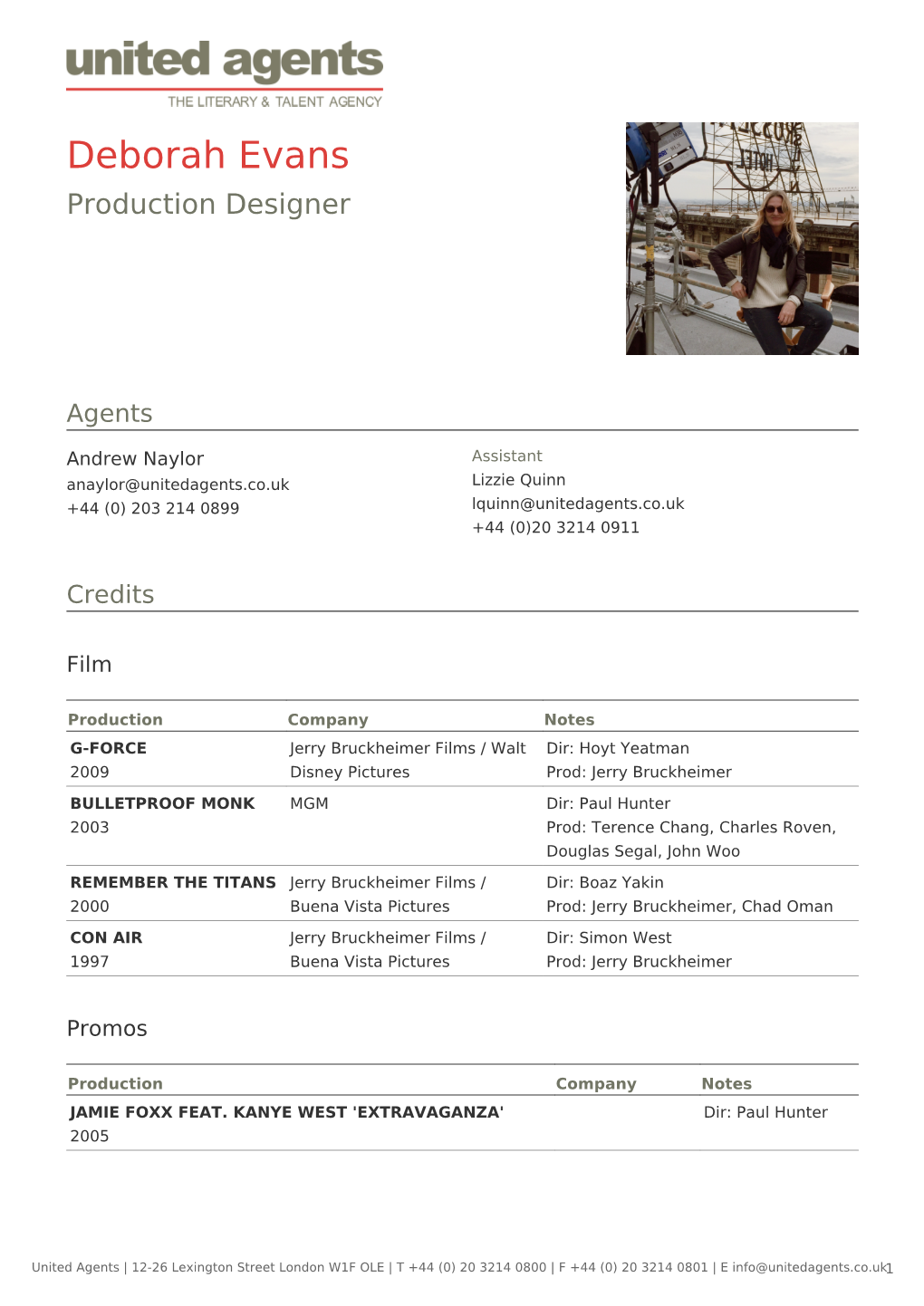 Deborah Evans Production Designer