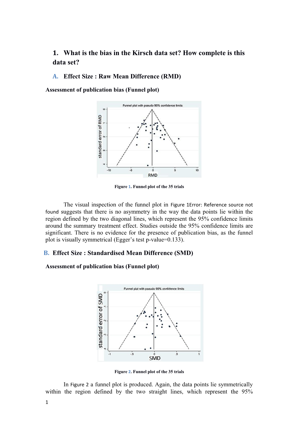 A. Effect Size : Raw Mean Difference (RMD)