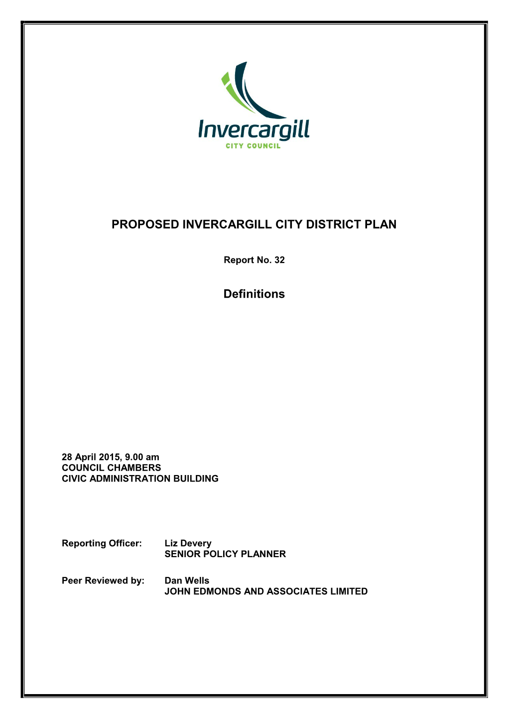 PROPOSED INVERCARGILL CITY DISTRICT PLAN Definitions