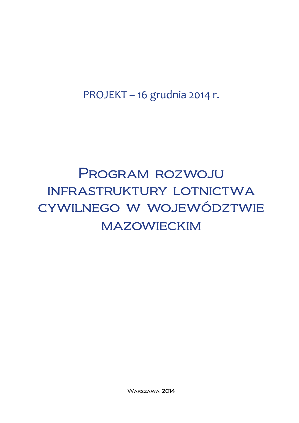 Program Rozwoju Infrastruktury Lotnictwa Cywilnego W Województwie Mazowieckim