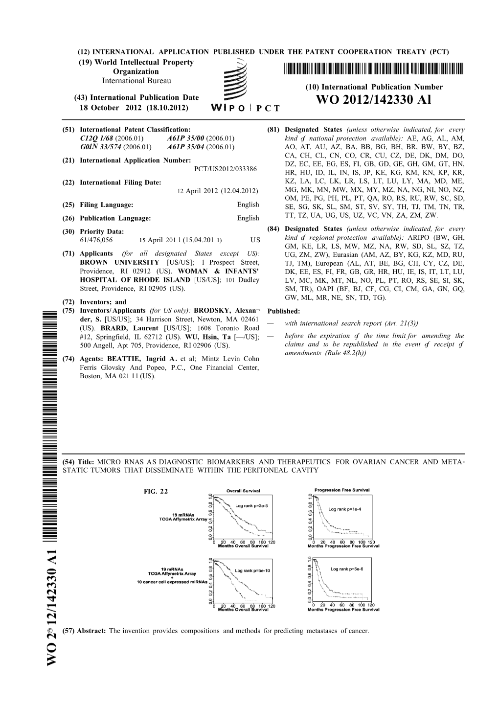 WO 2012/142330 Al 18 October 2012 (18.10.2012) P O P C T