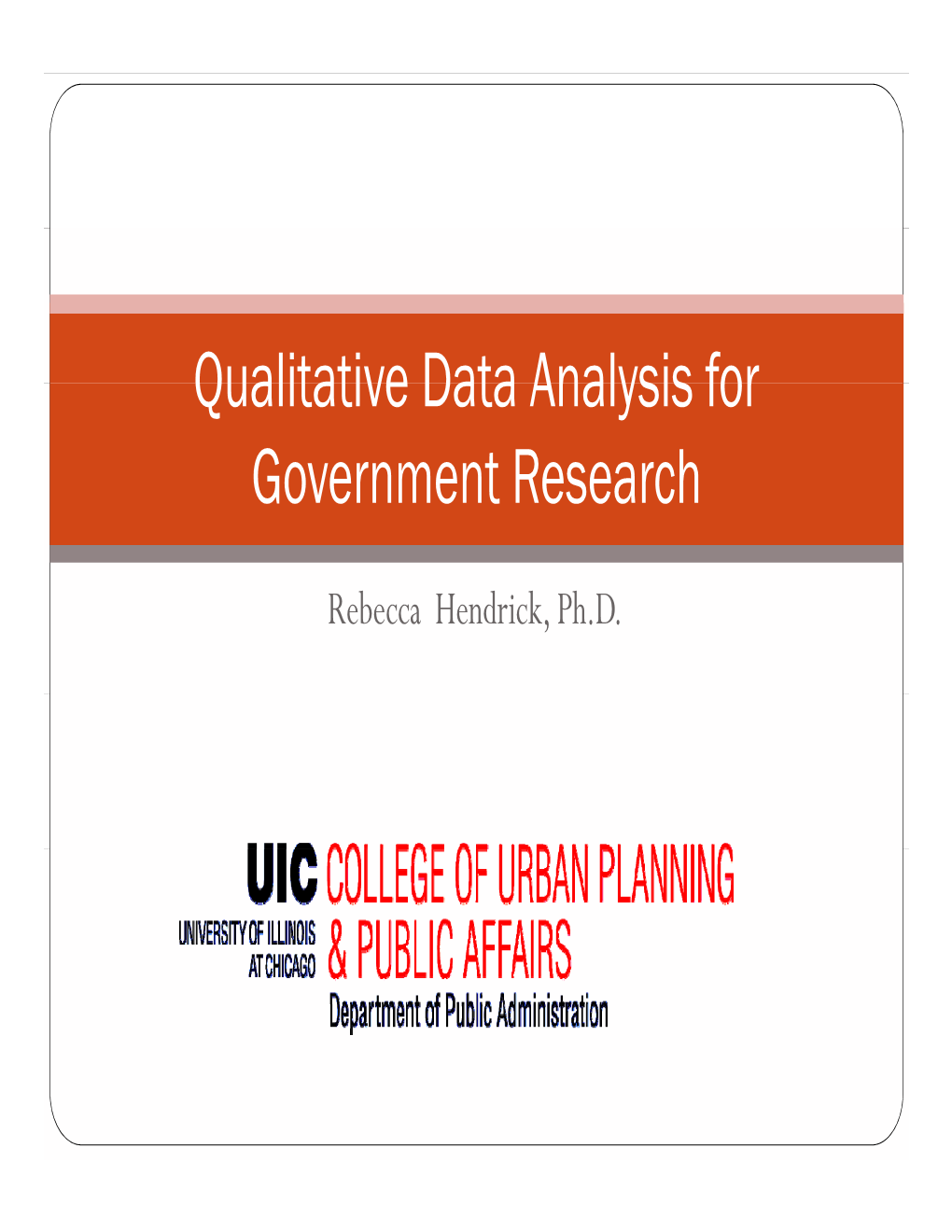 Qualitative Data Analysis for Government Research