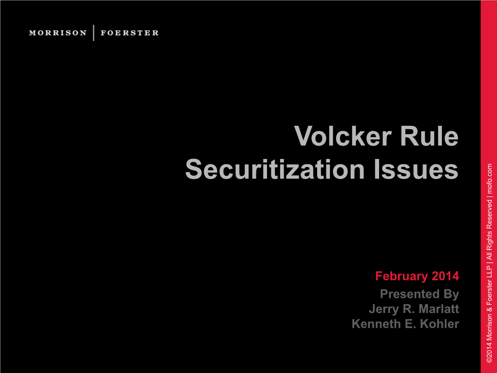 Volcker Rule Securitization Issues