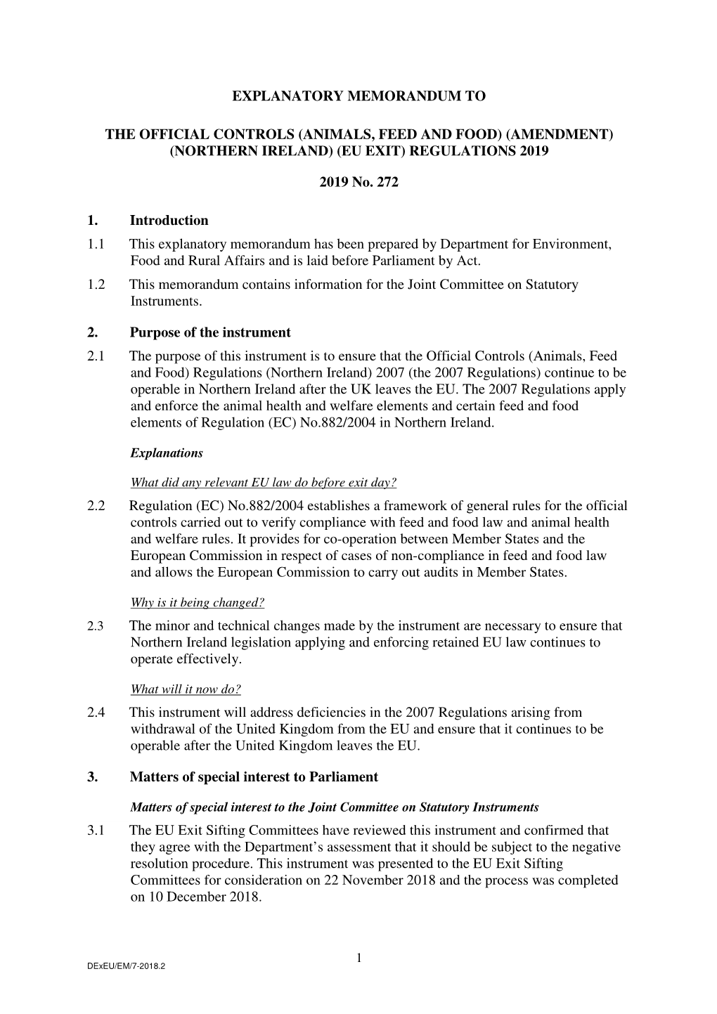 Northern Ireland) (Eu Exit) Regulations 2019