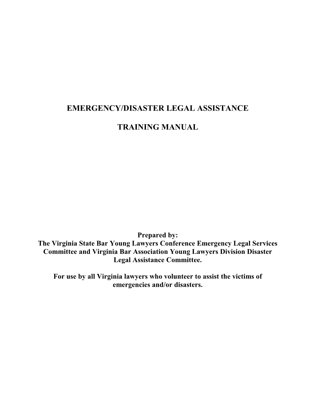 Emergency/Disaster Legal Assistance