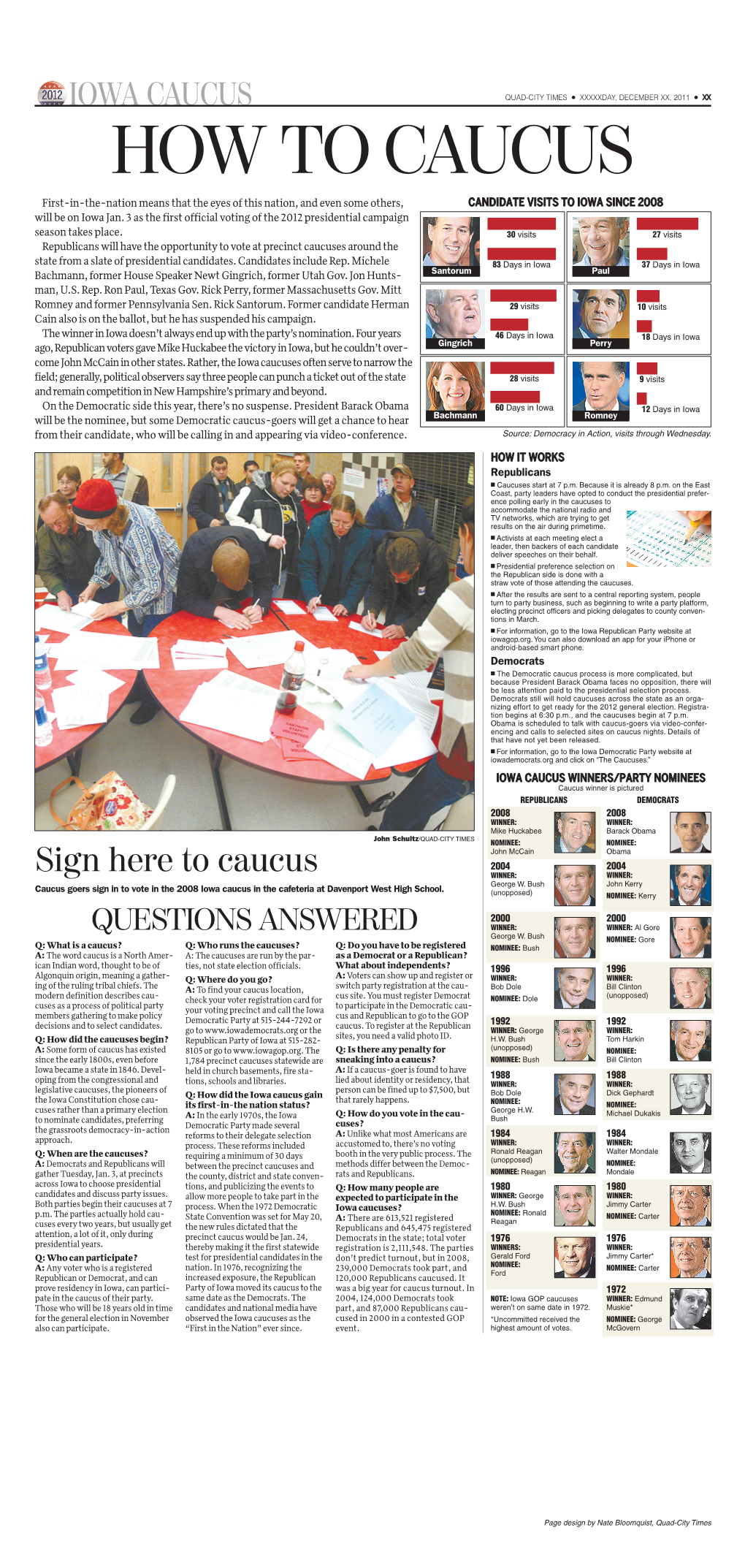 Sign Here to Caucus 2004 2004 WINNER: WINNER: Caucus Goers Sign in to Vote in the 2008 Iowa Caucus in the Cafeteria at Davenport West High School