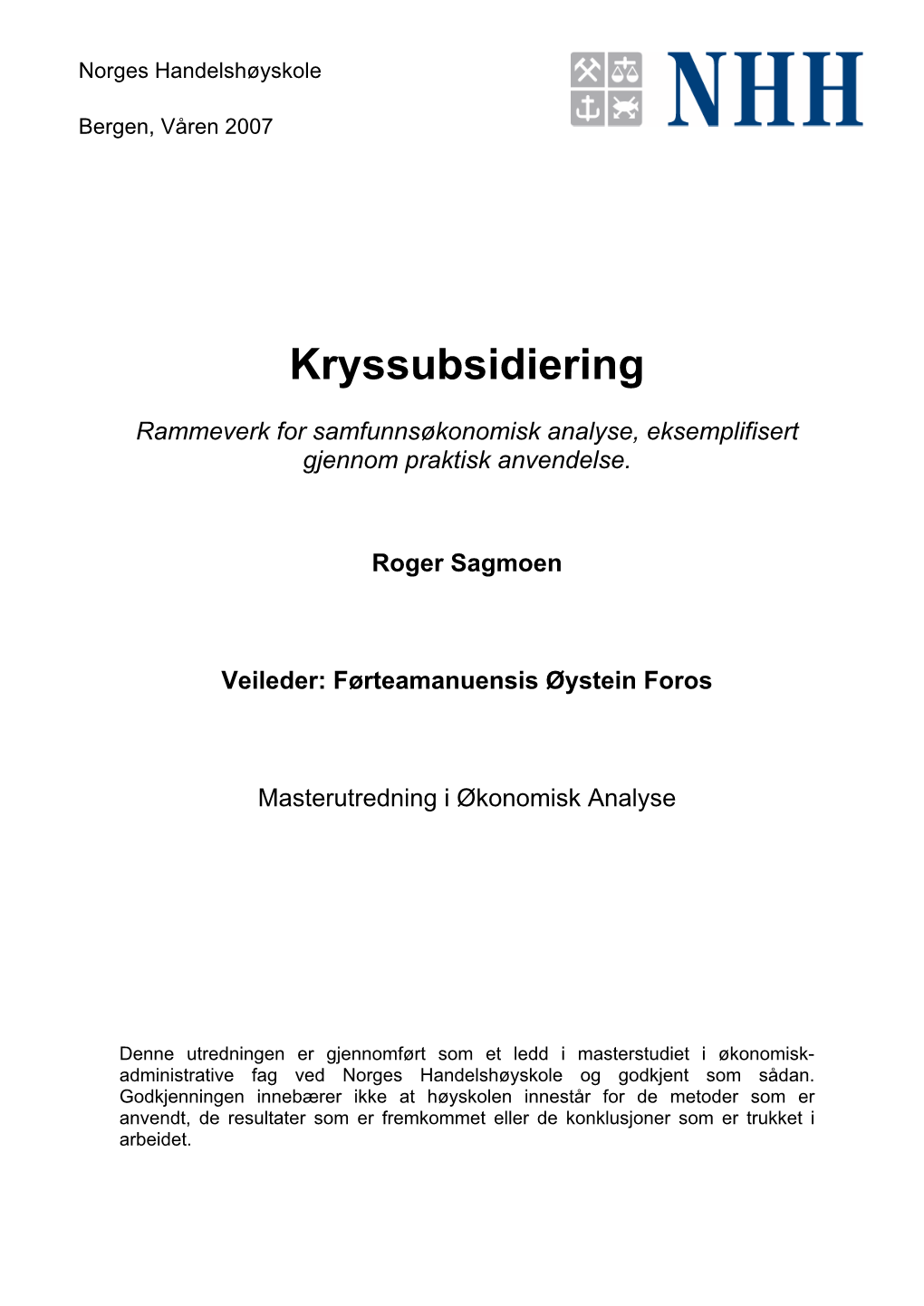 Kryssubsidiering