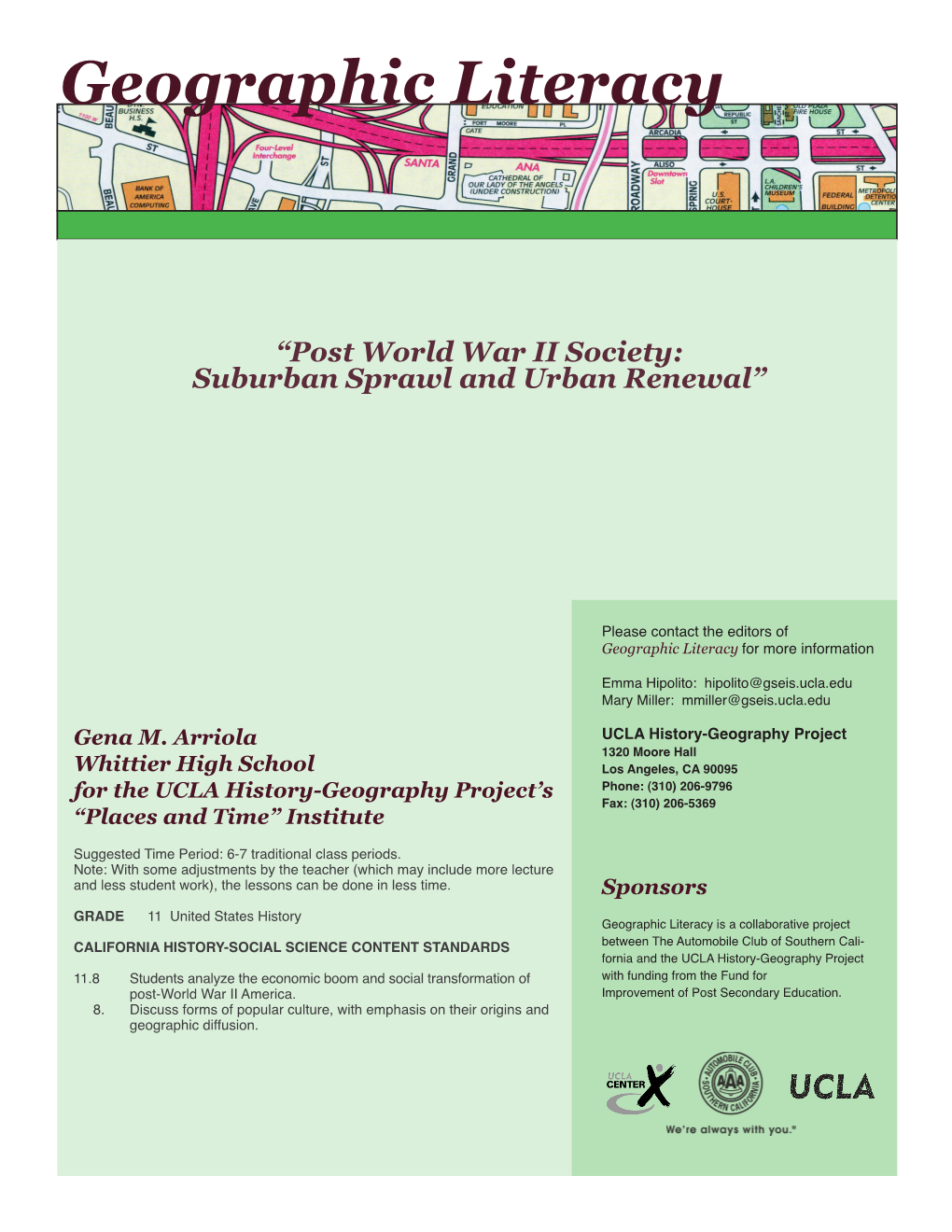 Post World War II Society: Suburban Sprawl and Urban Renewal”