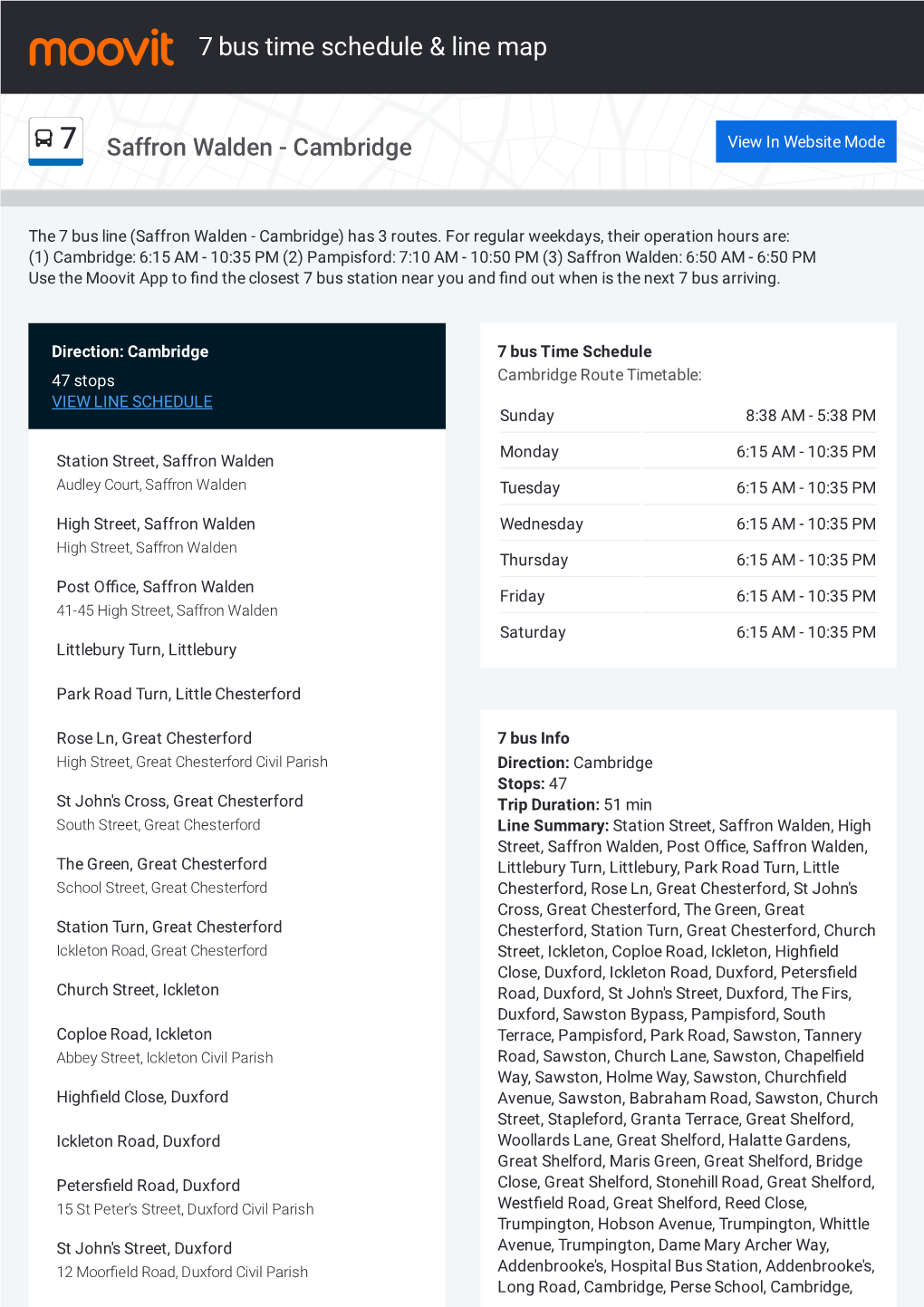 7 Bus Time Schedule & Line Route