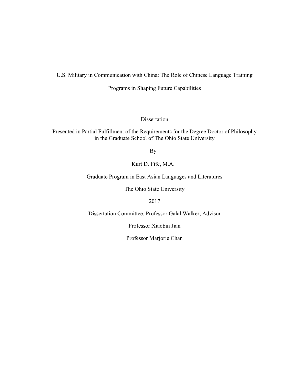 US Military in Communication with China: the Role of Chinese Language Training