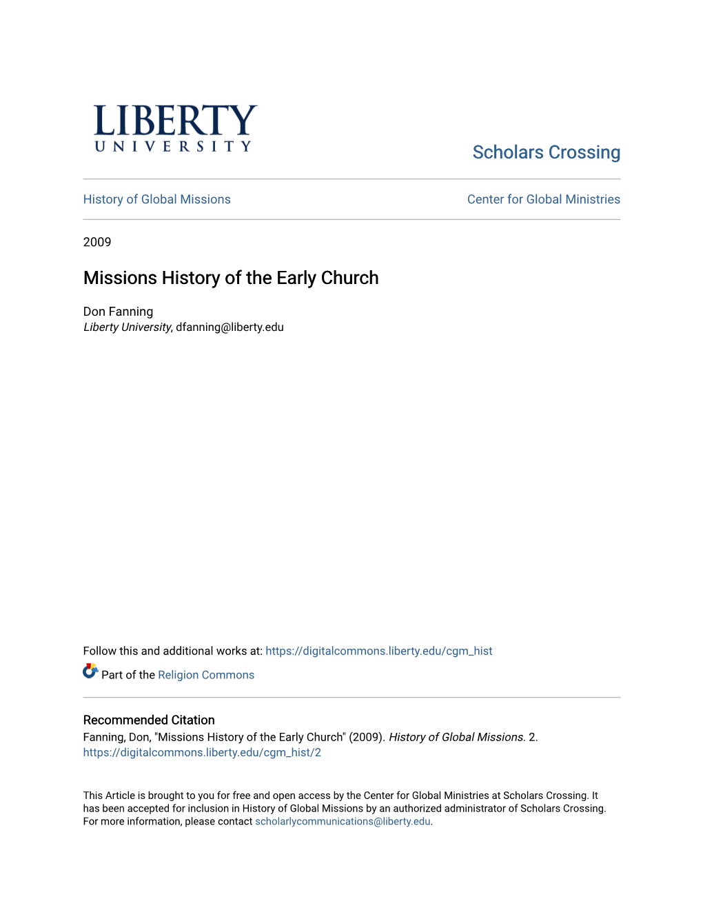 Missions History of the Early Church