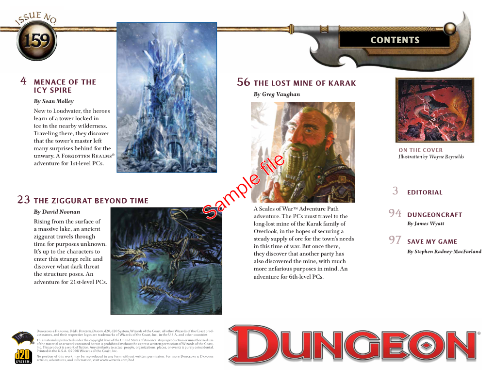 Sample File with the Sample Adventures Found in Chapter 1 of the FORGOTTEN REALMS Campaign Guide