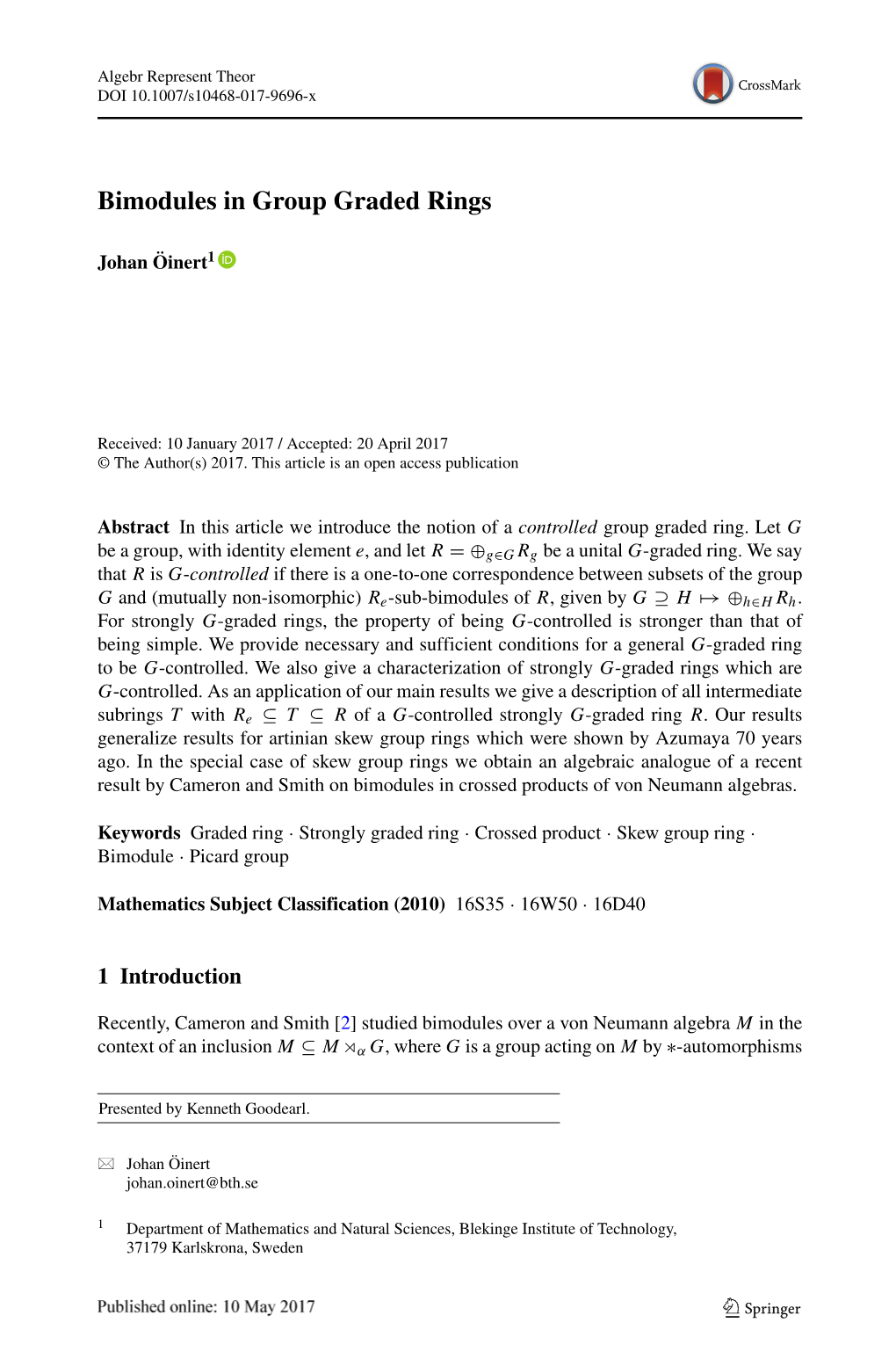 Bimodules in Group Graded Rings