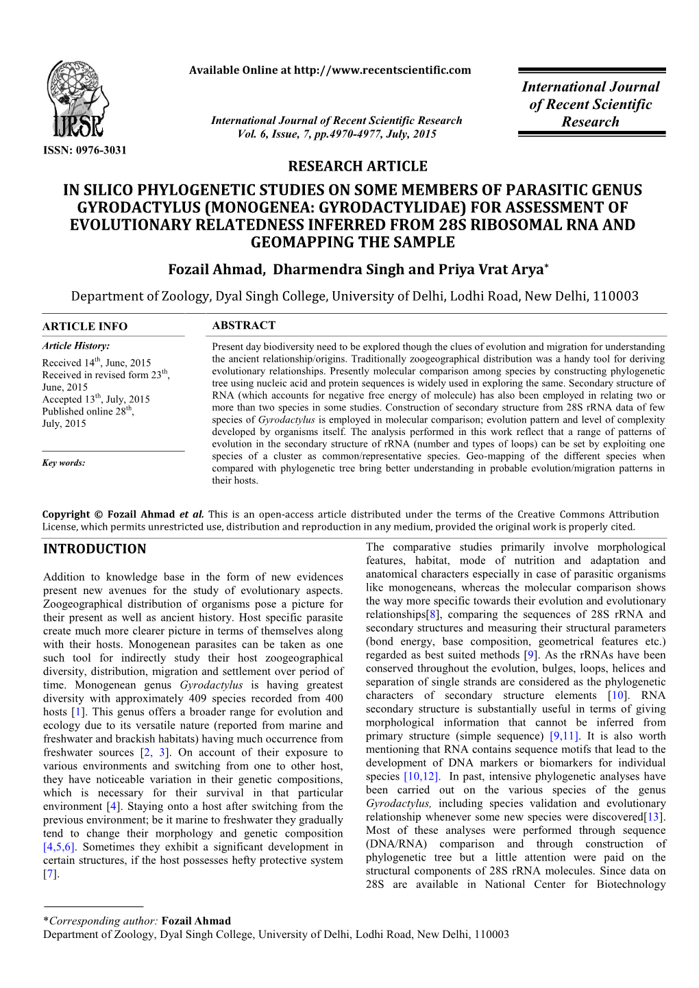 In Silico Phylogenetic Studies on Some Members Of