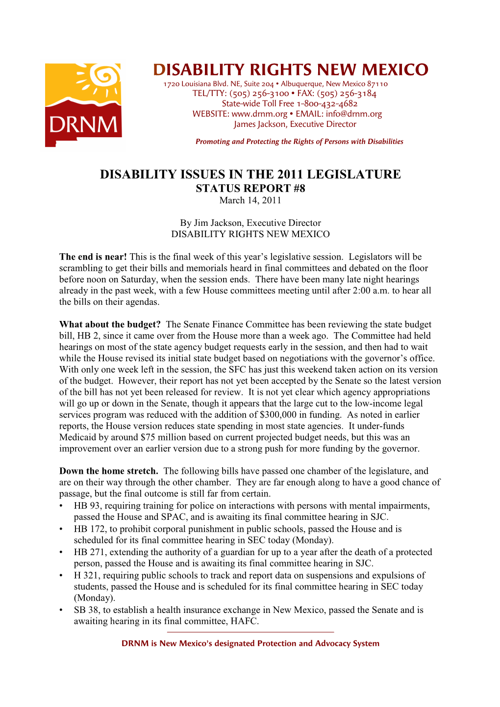 DRNM Legislative Report 8