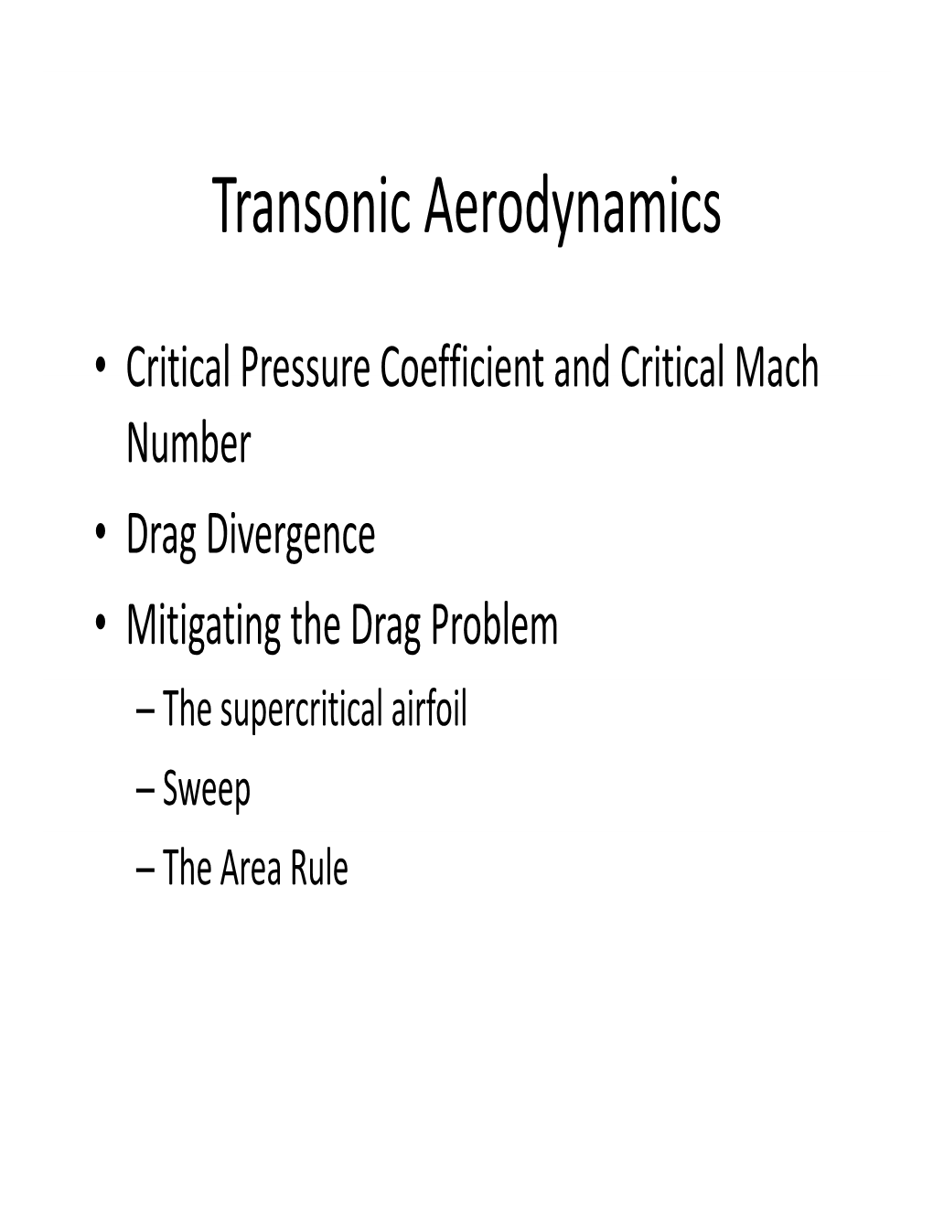 Transonic Aerodynamics