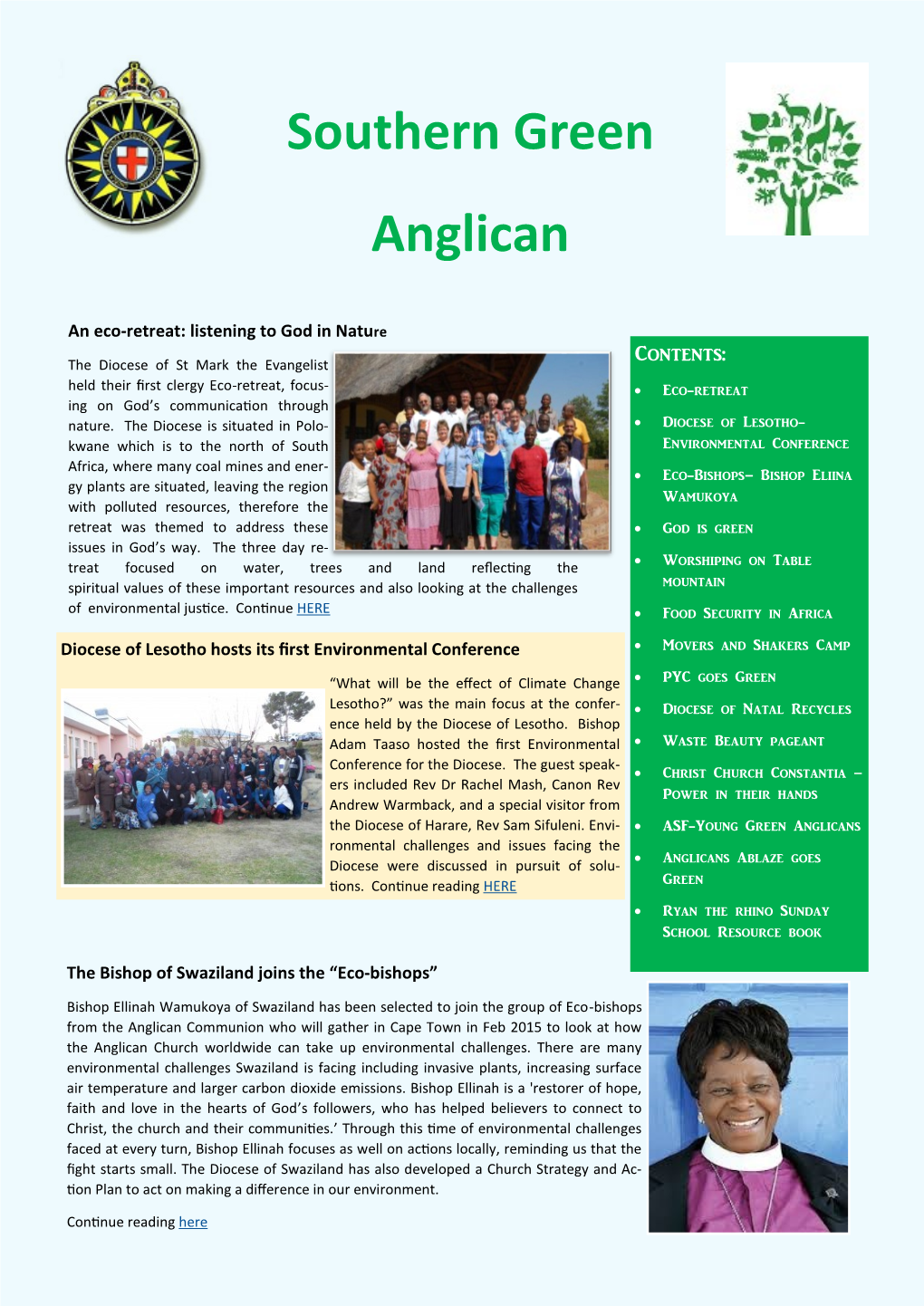 Green Anglicans Summer Newsletter