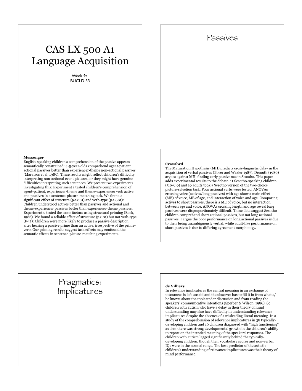 CAS LX 500 A1 Language Acquisition