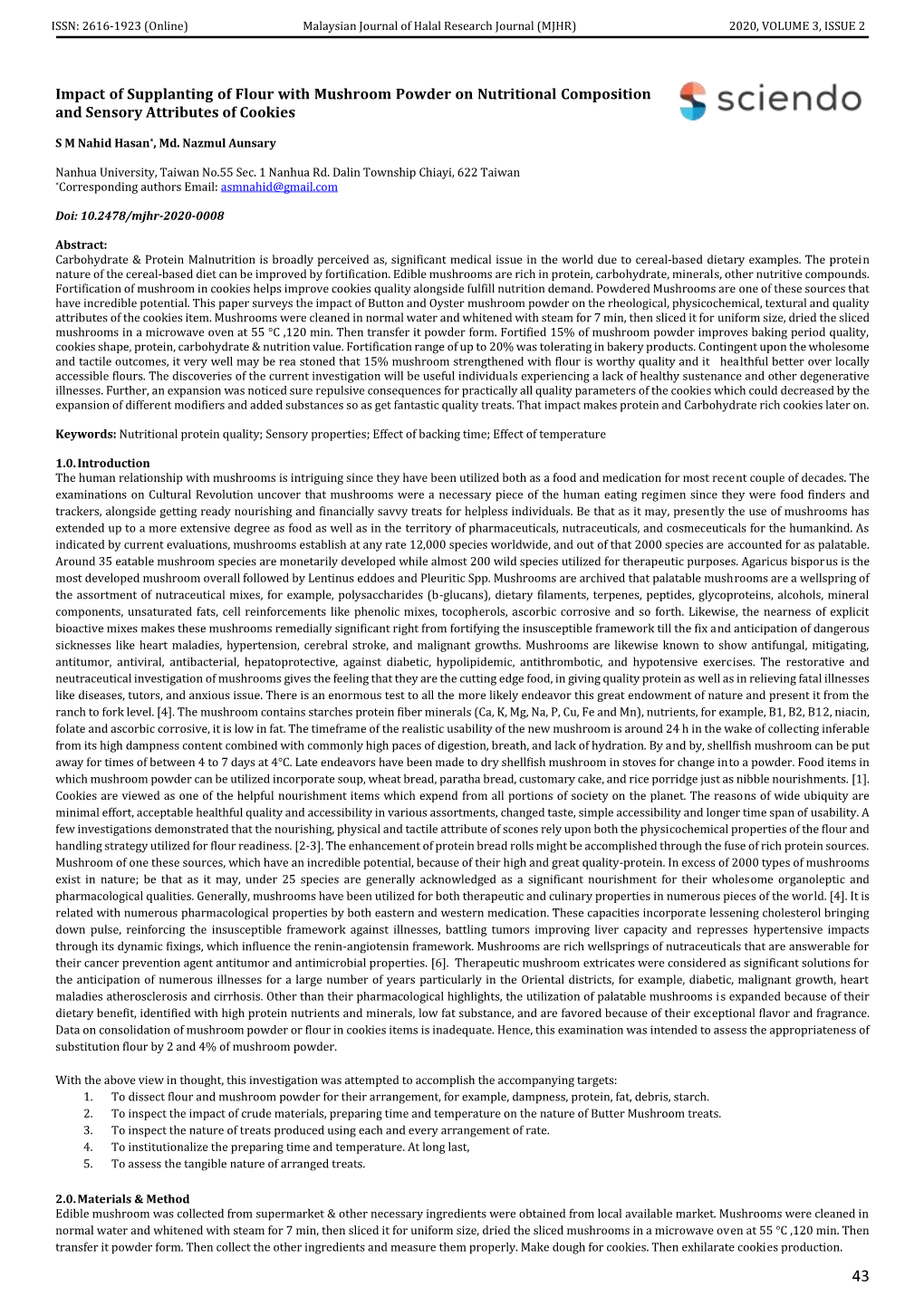 Impact of Supplanting of Flour with Mushroom Powder on Nutritional Composition and Sensory Attributes of Cookies