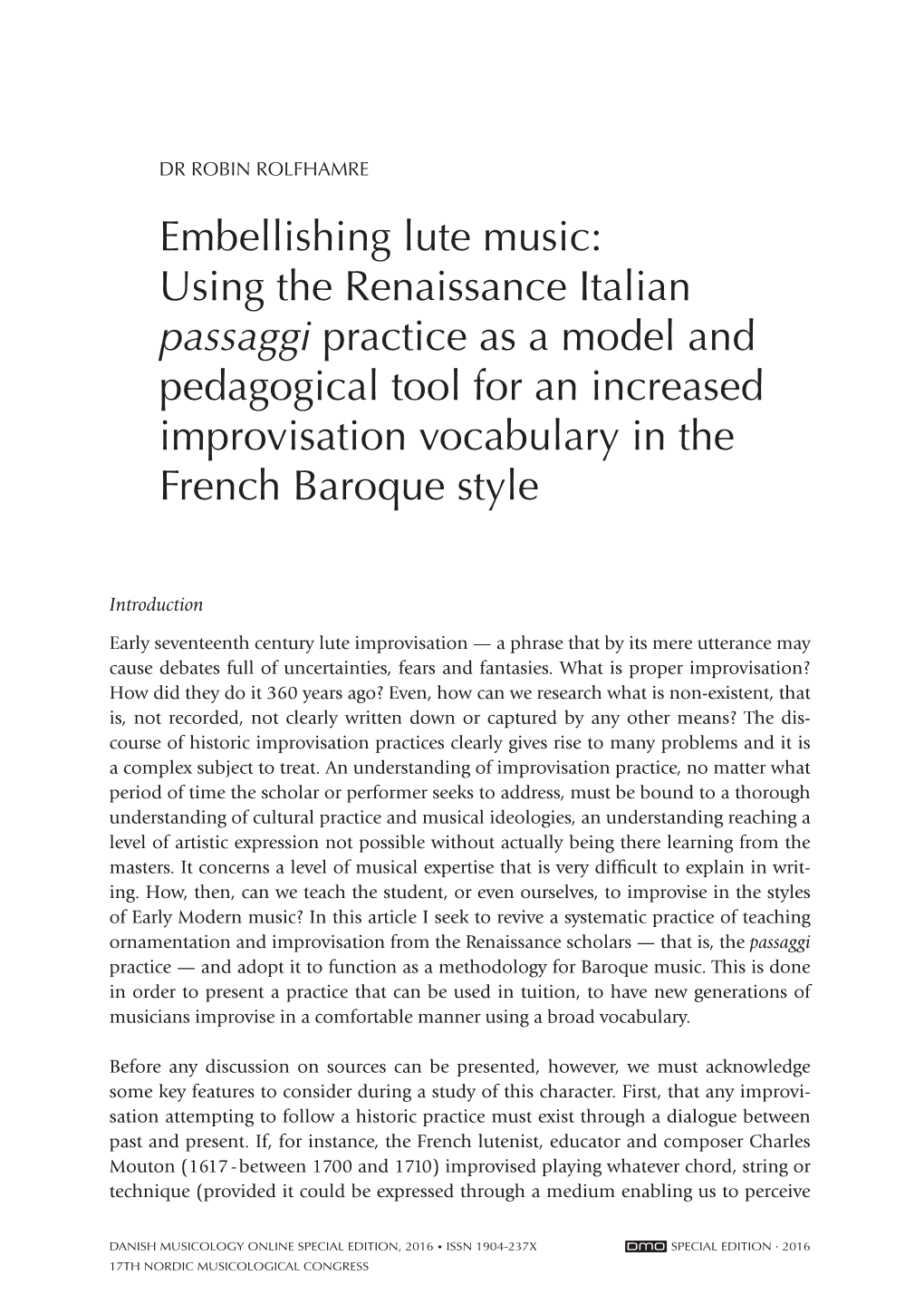 Embellishing Lute Music: Using the Renaissance Italian Passaggi