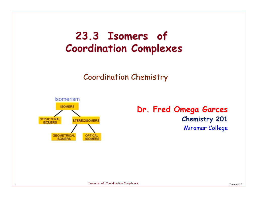 23.3 Isomers of Coordination Complexes