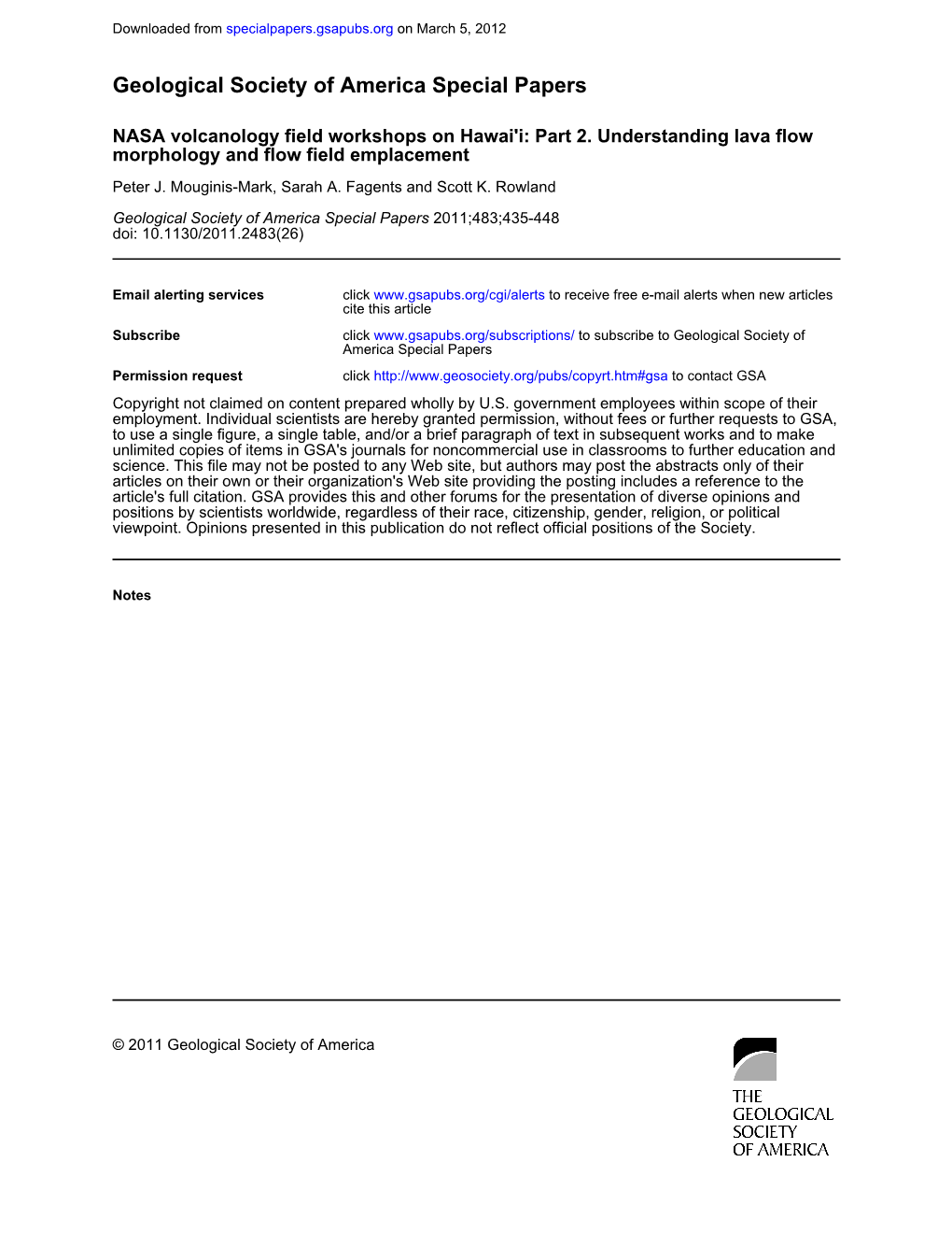 Analogs for Planetary Exploration: Geological Society of America Special Paper 483, P