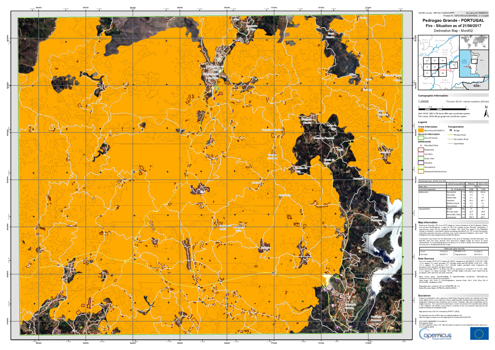 Pedrogao Grande - PORTUGAL ! Sapateira Fire - Situation As of 21/06/2017 De Pêra ! Delineation Map - Monit02 Mega 0 0 0 0