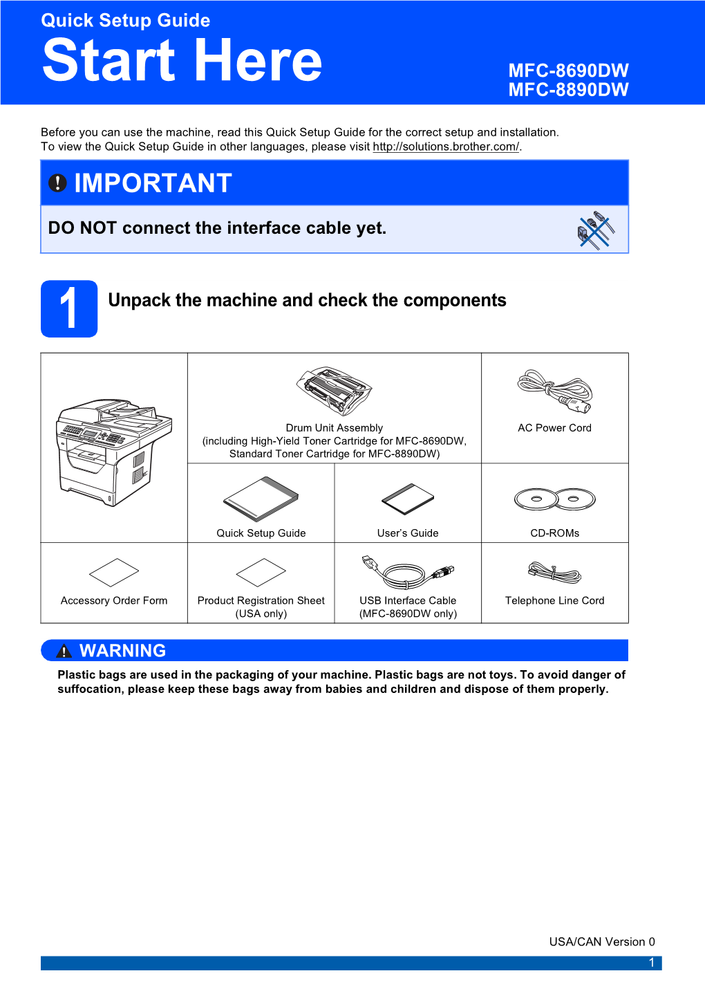 MFC-8690DW MFC-8890DW Quick Setup Guide