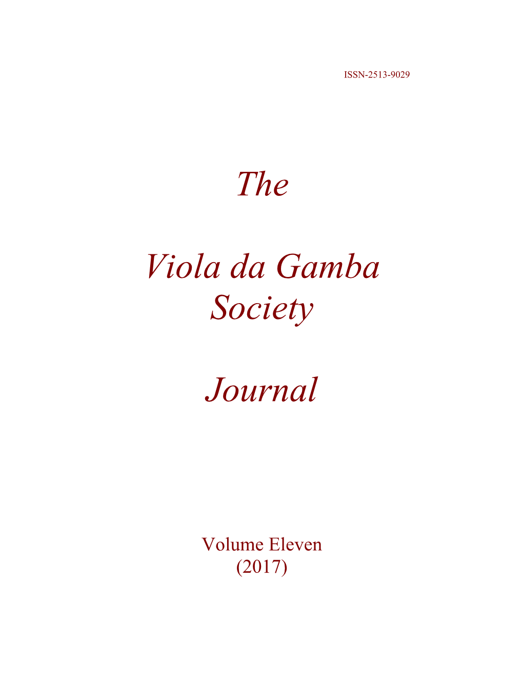 The Viola Da Gamba Society Journal