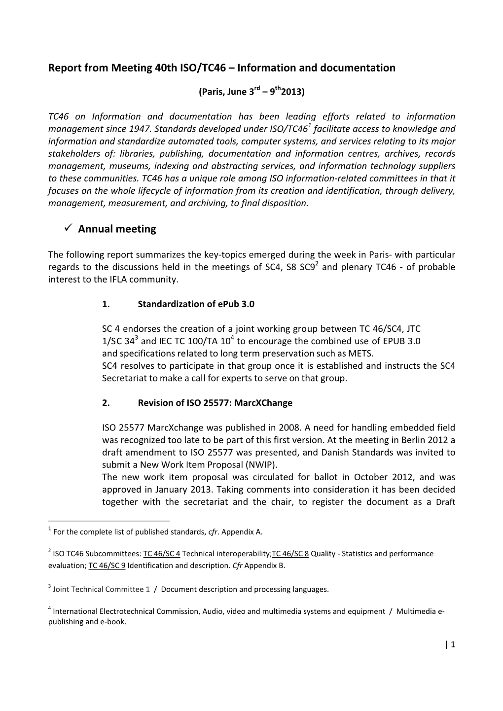Appendix XIV ISO TC46 Report